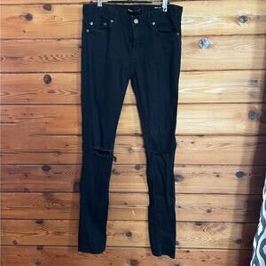 AUTHENTIC YSL Yves Saint Laurent Black Cotton Skinny Jeans Size 27